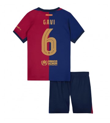 Barcelona Paez Gavi #6 Primera Equipación Niños 2024-25 Manga Corta (+ Pantalones cortos)